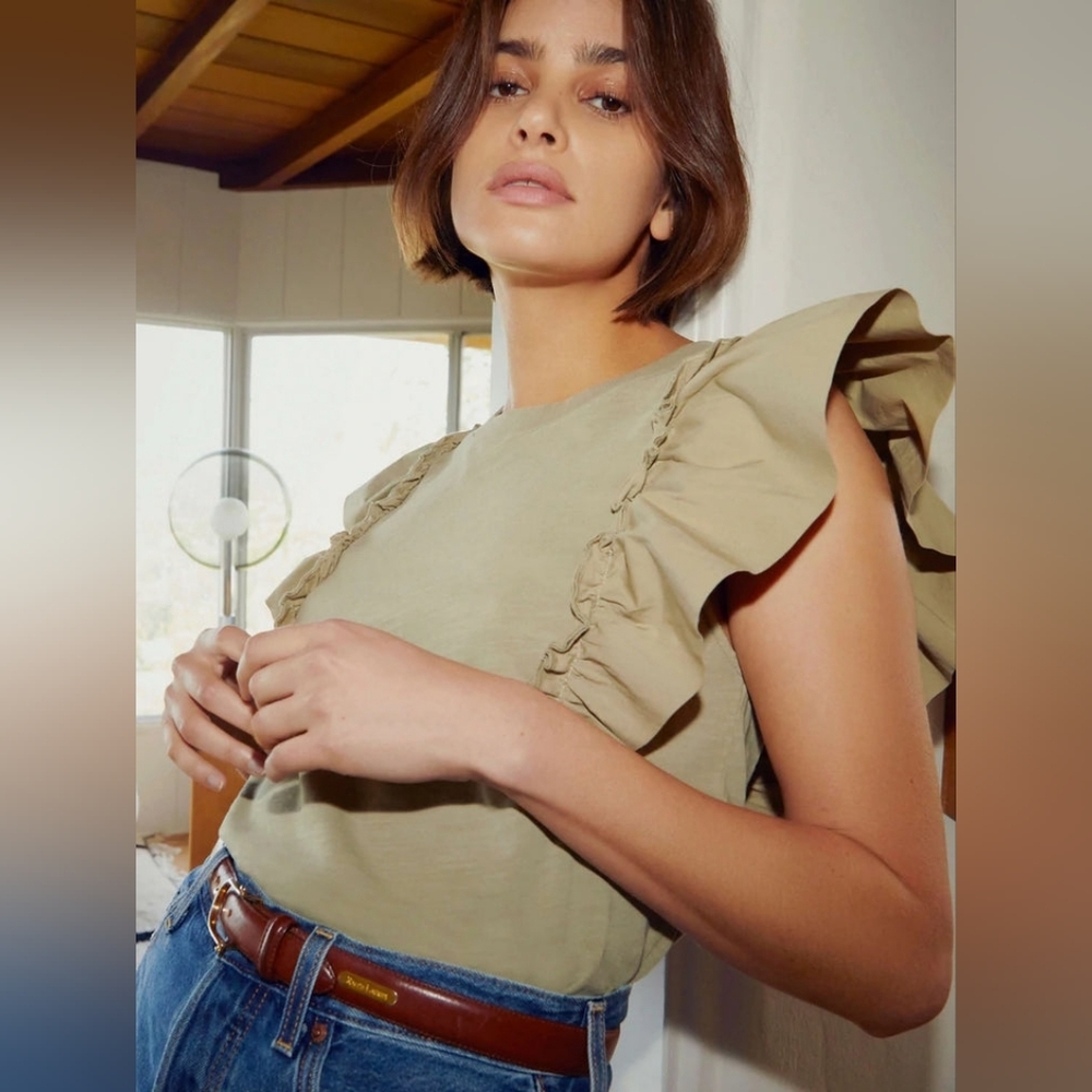 Nation LTD Para Boxy Tee Safari Green Olive Revolve - Picture 3 of 7